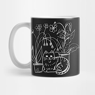 Cute Doodle Garden Cat Mug